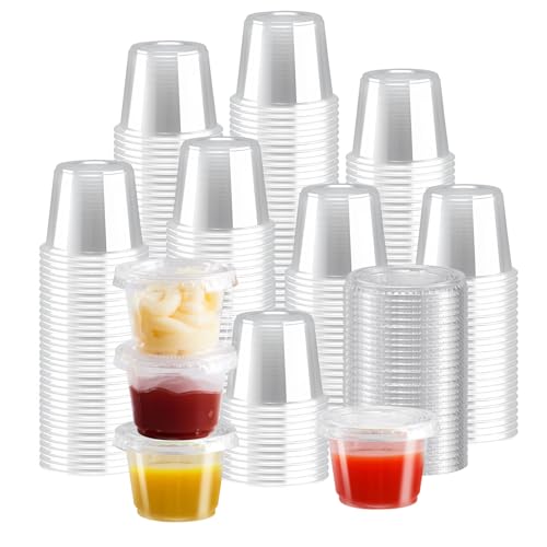 500 Pack 1 oz Jello Shot Cups, Disposable Condiment Cups with Lids - size: 1oz-500p