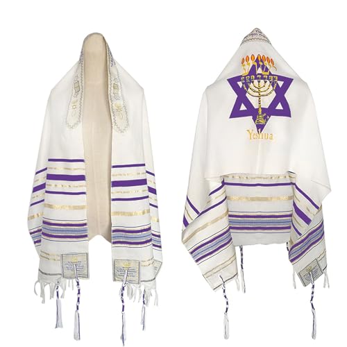 Tallit Prayer Shawl with Bag, Soft Fabric 70"x 20" Tallit Prayer Cloth Israel for Men & Women - color: Purple