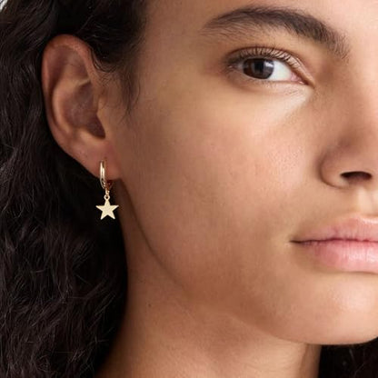 FETTERO Cross Dangle Earrings for Women Men Small Huggie Hoop Earring - style: Star