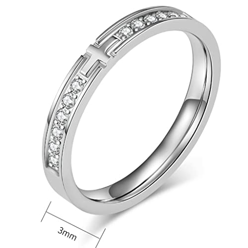 Jude Jewelers 3mm Stainless Steel Christian Cross Eternity Style Stacking Wedding Band Ring - color: Silver