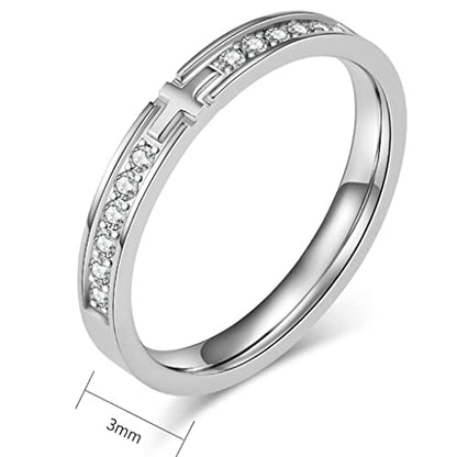 Jude Jewelers 3mm Stainless Steel Christian Cross Eternity Style Stacking Wedding Band Ring - color: Silver