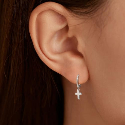 SUYACS Dainty 14k Gold Plated Cross Drop Dangle Earrings for Women - color: Style 1-Silver