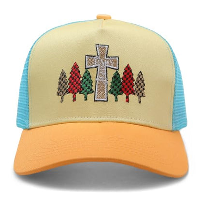 Embroidered Baseball Cap for Women - 2025 Trendy hat Adjustable Breathable Summer Beach Hat Christmas - color: Christian Jesus Cross