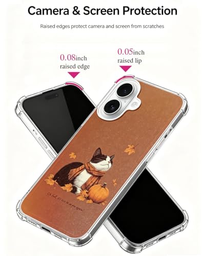 Halloween Cat Phone Case Compatible with iPhone 17, Cute Orange Fall Phone Cover for iPhone 17 - color: Halloween Cat