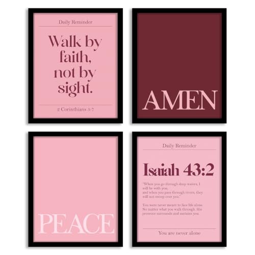 WEFKODO Pink Christian Bible Verse Inspirational Wall Art 8x10 Unframed - color: white-bible2
