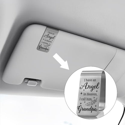 XQLZY I Have an Angel in Heaven I Call Him Grandpa Sympathy Car Visor Clip - color: Sliver065