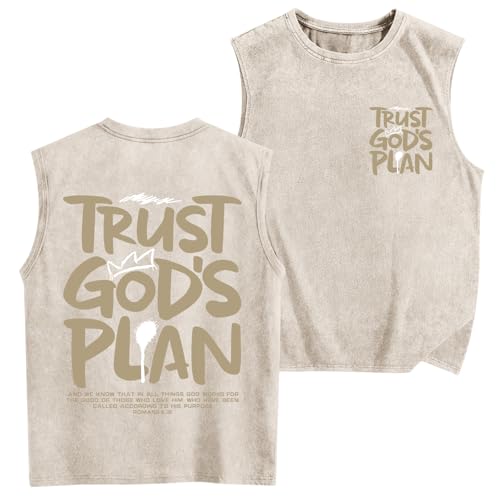 BINTEHGS Mens Sleeveless Graphic Tees Christian Tank Tops Workout Cut Off Shirt Acid Wash Gym Tanks Religious Faith Tee - color: Apricot, size: Large