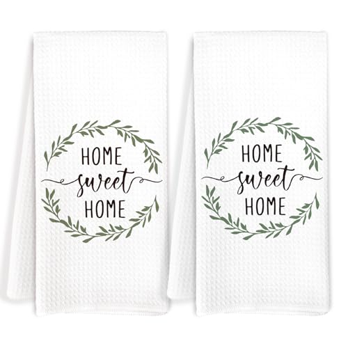 House Warming Gifts Home Sweet Home Kitchen Towels Set of 2, Gifts for New Homeowners Decorative Hand Tea Towels for Bathroom, Best Housewarming Gift Dish Towel Dishcloth, 16x24 Inch - color: Sweet Home