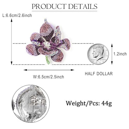 EVER FAITH Women's Austrian Crystal Orchid Flower Petal Brooch - color: Purple Silver-Tone