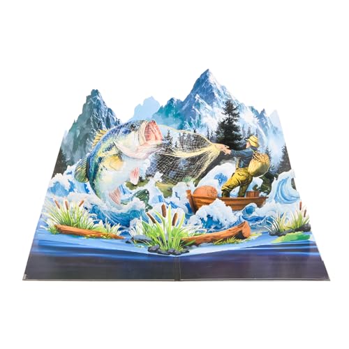 3D Pop Up Interesting Cards for men - Fishing theme Greeting Card - color: Fishing