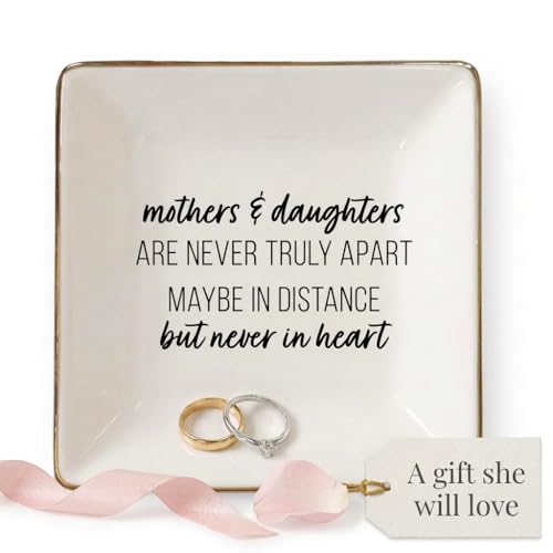 Simply Charmed Gift from Mother or Daughter - or Mother's Day or Birthday Gift Between Mom and Daughter - Ceramic Jewelry Ring Dish or Tray - style: Mothers Daughters