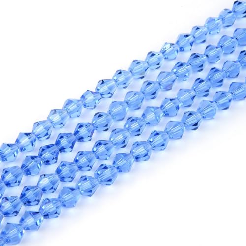 250pcs Czech 6mm (0.24 Inch) Faceted Bicone Crystal Glass Loose Beads Spacer Bulk Light Sapphire Blue for DIY Craft Jewelry Making CCB614 - color: Light Sapphire Blue, size: 6mm - 250pcs