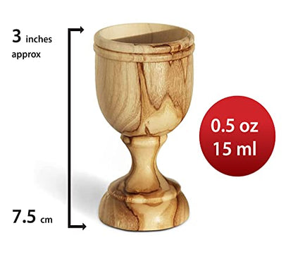 Genuine Olive Wood Communion Set from the Holy Land - 2 Hand-Carved Cups and Engraved Tray "Do This in Remembrance of Me" - Authentic Bethlehem Wood Gift for Pastors & Home Worship - Includes Gift Bag - color: 2 Cup Set [Small, Olive Wood Tray]