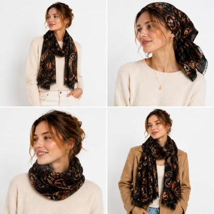YOUR SMILE Large Boho Scarf for Women Lightweight Floral Printed Scarves Fall Winter Fashion Fringed Shawl wraps - color: 47