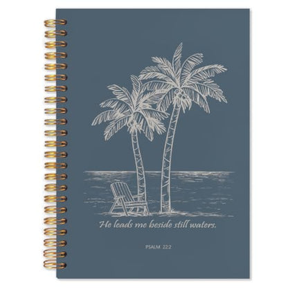 Tropical Beach Christian Spiral Notebook 5.5x8.3 - color: White Tropical Beach Christian