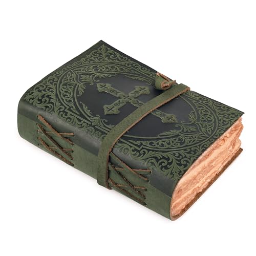 LEATHER VILLAGE Faith Journal Cross Embossed, Forest Green 10x7. - color: Green, size: 10 inches X 7 inches