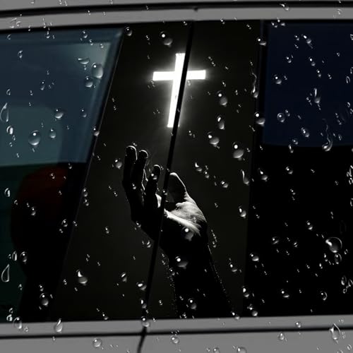 1 Pair Jesus Car B-Pillar Decals, Cross Car Center Pillar Stickers, Waterproof Vinyl Christian Vehicle Door Pillar Sticker Scratch Cover Sticker for Car Auto SUV (White Cross) - color: White Cross
