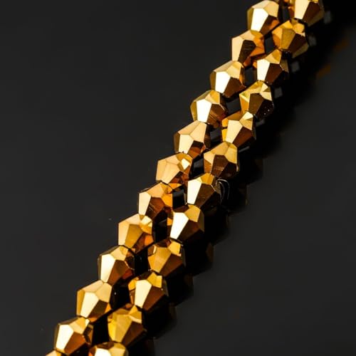 250pcs Czech 6mm (0.24 Inch) Faceted Bicone Crystal Glass Beads Spacer Bulk Gold Aurum - color: Gold Aurum, size: 6mm - 250pcs