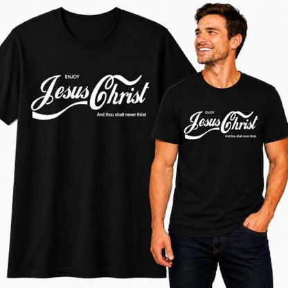 Enjoy Jesus Christ Parody Shirt Thou Shalt Never Thirst, Funny Christian Inspirational T Shirt for Men Women - color: Black-jesuschrist, size: Small