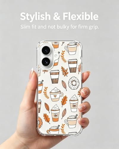Cozy Fall Vibe Phone Case Compatible with iPhone 17, Autumn Leaves Coffee Phone Cover for iPhone 17 - color: Fall Vibe