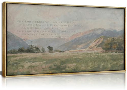 Extra Large Framed Mountain Landscape Wall Art,Rustic Bible Verse Art - color: Bible Verse Mountain, size: 24"L x 48"W