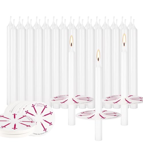 100 Pack 4 Inch White Church Taper Candles with Drip Protectors - color: white-4"100pcs