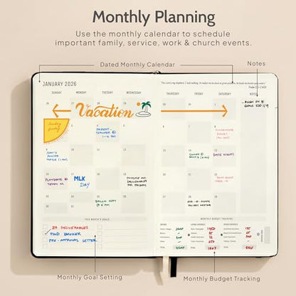 2026 Christian Planner & Prayer Journal | Strengthen Your Relationship with God and Better Navigate His Path for You | Daily Planner w/Bible Verses, Prayer Prompts, & Habit Tracking (Black) - color: Black
