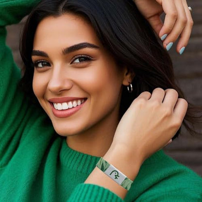 Daily Bible Verse Bracelet For Men Women Elastic Canvas Cloth Wearable Wristbands Inspirational Bracelet Customized Personalized Easter Jewelry Gifts 2 Pack (Green Blue)