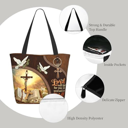 Bible Tote Bags for Women Christian Gifts Religious Church Shoulder Bag - color: Cross