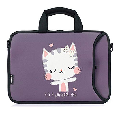 RICHEN 11 11.6 12 12.5 13 inches Case Laptop/Chromebook/Notebook PC Tablet Travel Case Neoprene Handle Sleeve with Shoulder (11-13.3 inch, Cute Cat) - color: Cute Cat, size: 11-13.3 inch