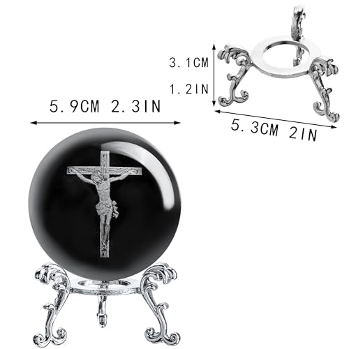 2.3in Jesus Crystal Ball with Stand 3D Cross Gift for Christian Catholic - style: Cross Jesus