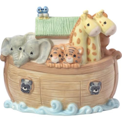 Precious Moments Noah's Ark Porcelain Baby Bank - Nursery Decor with Top Slot - 173434