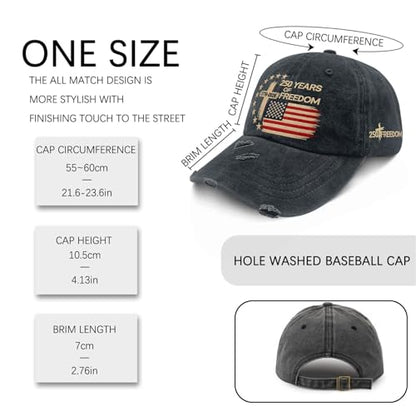 US 250 Years Freedoms 1776-2026 250th Birthday Embroidered Hats Garde Cap for Him - color: 250th Anniversary Us 250 Year American Patrioticallblack4
