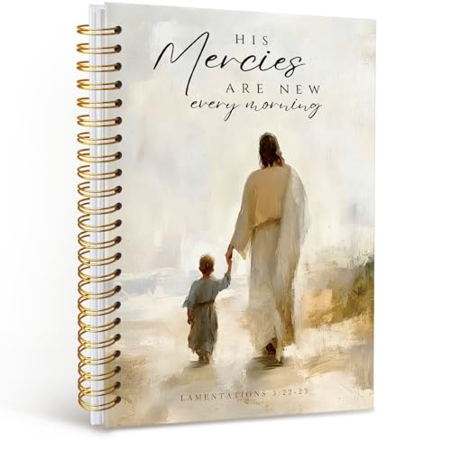 Christian Bible Spiral Notebook Journal, Christian Prayer Notebook for Women, His Mercies Are New Every Morning Church Hardcover Spiral Notebook for Women Man, 5.5x8.3 Inch - color: Jesus-2