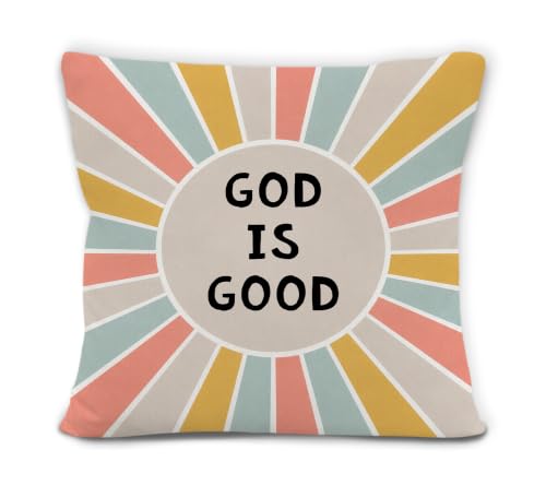 God is Good Christian Boho Sunshine Nursery Pillow Cover 18x18 Decor - color: God-2