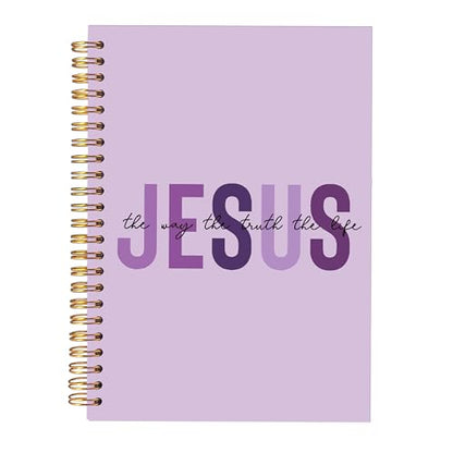 KAOWT Boho Christian Notebook Journal, Bible Notebooks for Note Taking, Christian Gifts for Women, Prayer Scripture Journal, Jesus the Way the Truth the Life Hardcover Spiral Notebook 5.5x8.3in Purple - color: notbook bible-jesus purple