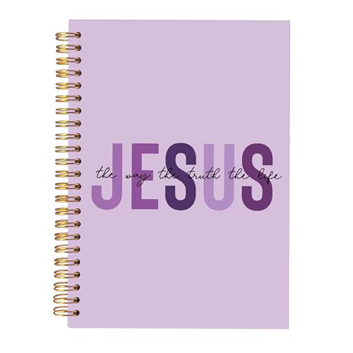 KAOWT Boho Christian Notebook Journal, Bible Notebooks for Note Taking, Christian Gifts for Women, Prayer Scripture Journal, Jesus the Way the Truth the Life Hardcover Spiral Notebook 5.5x8.3in Purple - color: notbook bible-jesus purple