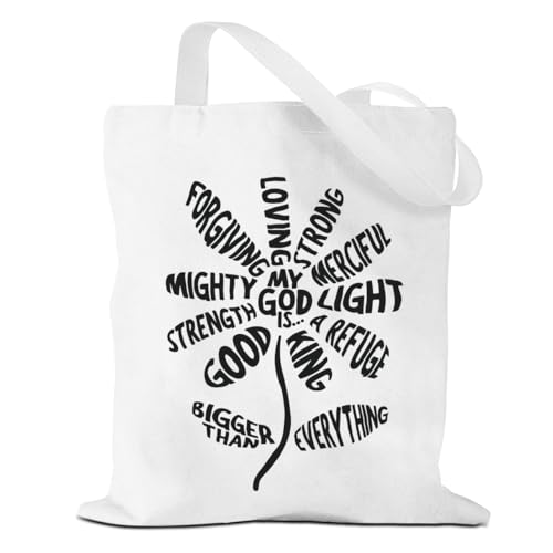 VICBOU Bible Verse Canvas Tote Bag Religious Christian Gifts for Women Men Faith Canvas Tote Reusable Grocery Bag - color: Flowerfaith