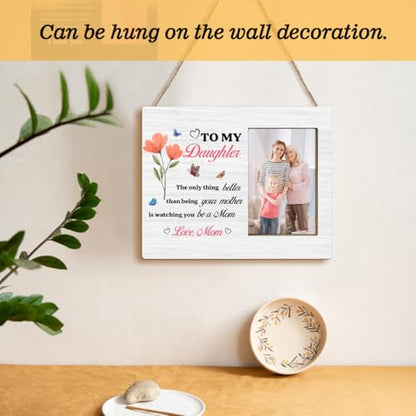 JioJio Chan Daughter Pregnancy Gifts from Mom Picture Frame - 4 x 6 Inch Photo -New Mom Gift For Daughter Engagement - color: white05