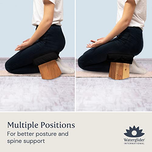 Meditation Bench (Burgundy), Seiza, Sustainable Acacia Wood with Curved Bottom Edges for the Perfect Posture, Meditation Stool, Prayer Bench, Meditation Chair, Yoga Stool - color: Burgundy