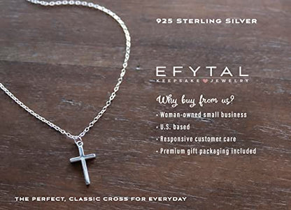 EFYTAL Confirmation Gifts for Teen, 925 Sterling Silver Cross Necklace for Women, Religious Gifts for Women - style: Standard