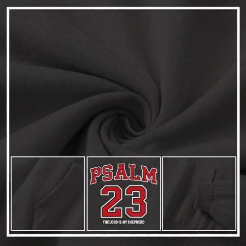 Christian Hoodies for Women Psalm 23 Sweatshirt Jesus Faith Hoodies Religious Bible Verse Graphic Hoodie Pullover - color: Deep Gray, size: Small