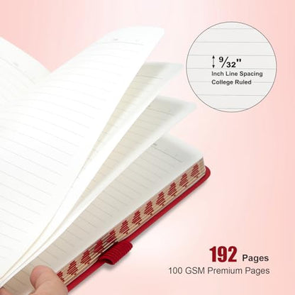 Comix Pretty Lined Journal for Women, 192 Pages, 100GSM Paper, 5.5" x 8.3" - color: Crimson