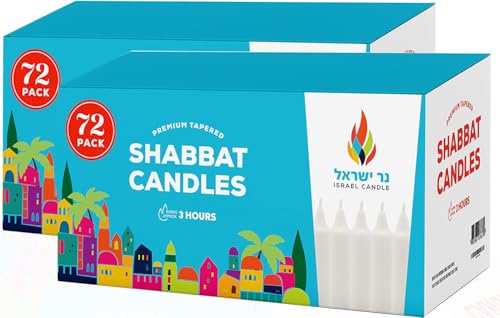 Classic White Candles-72 Bulk 2 Pack (Total of 144 Candles) - Traditional Shabbat, Dinner, Ceremonies, and Emergencies- Long Lasting Burn Time - size: 144 Ct. 3HR