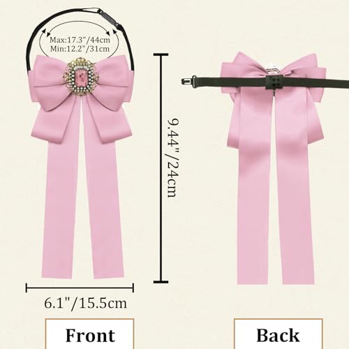 Womens Bow Tie Adjustable Rhinestone Bowtie for Women Ladies Girls Pre-tied Womens Tie for Shirt Suit Uniform - color: Pink-strap-style 2