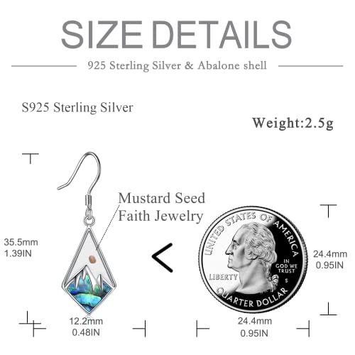 AOBOCO Mustard Seed Earrings for Women Sterling Silver Mountain Cross Earrings Dangle Christian Religion Jewelry Mothers Day Birthday for Mom Wife Friends - style: Mustard Seed Hooks Earrings