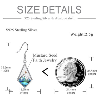 AOBOCO Mustard Seed Earrings for Women Sterling Silver Mountain Cross Earrings Dangle Christian Religion Jewelry Mothers Day Birthday for Mom Wife Friends - style: Mustard Seed Hooks Earrings
