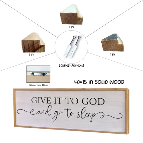 Surfapans Give It To God And Go To Sleep Sign, 40"x15", Wood - color: Give It To God And Go To Sleep（Wood), size: 40"L x 15"W