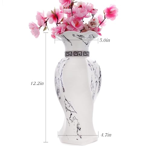 White Ceramic Flower Vase, 12-Inch Modern Decorative Vase - style: 30cm white