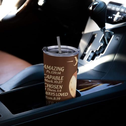 LJJ Christian Tumbler 20 oz, Baseball Travel Mug, Christian Gifts